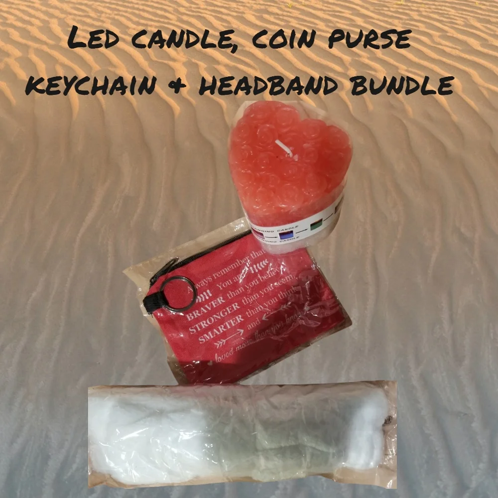 LED Rose Candle, Headband & Keychain Bundle Set